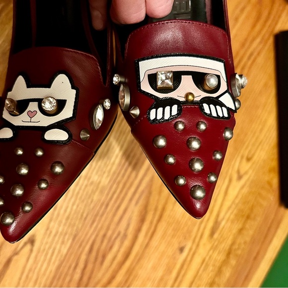 Karl Lagerfeld Burgundy Studded Heels | NWT | size 9.5 - Picture 10 of 11